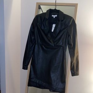 Faux Leather Blazer Dress
